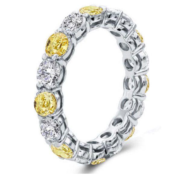 White & Yellow Topaz Sterling Silver Eternity Wedding Band - 6.50 CT TW
