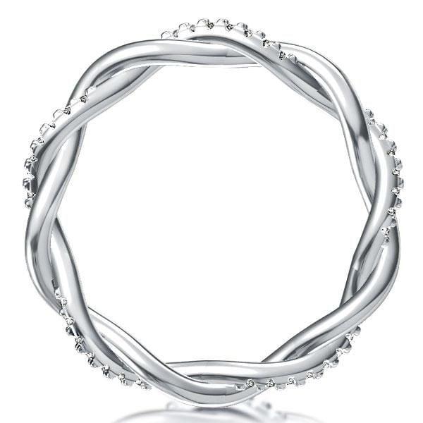 Sterling Silver Twisted Vine Wedding Band with Accent Stones