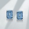 Emerald Cut Blue Topaz Stud Earrings in Sterling Silver - 3.50 CT. TW.