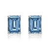 Emerald Cut Blue Topaz Stud Earrings in Sterling Silver - 3.50 CT. TW.