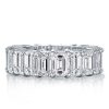 Emerald & White Sapphire Eternity Wedding Band for Women - Sterling Silver
