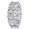 Emerald & White Sapphire Eternity Wedding Band for Women - Sterling Silver