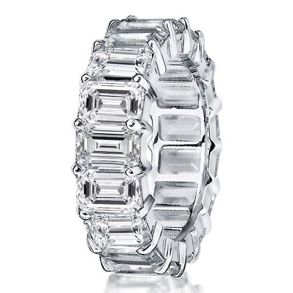 Emerald & White Sapphire Eternity Wedding Band for Women - Sterling Silver