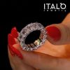Emerald & White Sapphire Eternity Wedding Band for Women - Sterling Silver