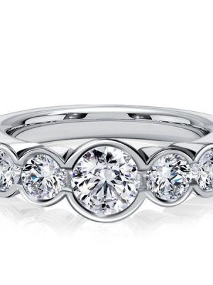 Bezel Set 5 Stone Sterling Silver Wedding Anniversary Band Ring - 1.68 CT. TW.