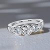 Bezel Set 5 Stone Sterling Silver Wedding Anniversary Band Ring - 1.68 CT. TW.