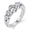 Bezel Set 5 Stone Sterling Silver Wedding Anniversary Band Ring - 1.68 CT. TW.