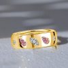 Pear Shaped Pink Stone Eternity Band Ring in 18K Gold Plated Sterling Silver