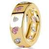 Pear Shaped Pink Stone Eternity Band Ring in 18K Gold Plated Sterling Silver