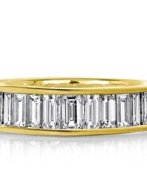 18K Gold Plated Sterling Silver Baguette Wedding Band for Women