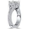 Split Shank Asscher Cut Engagement Ring in Rhodium Plated Sterling Silver