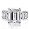 Emerald Eternity & Created White Sapphire Engagement Ring - 925 Sterling Silver