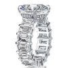 Emerald Eternity & Created White Sapphire Engagement Ring - 925 Sterling Silver