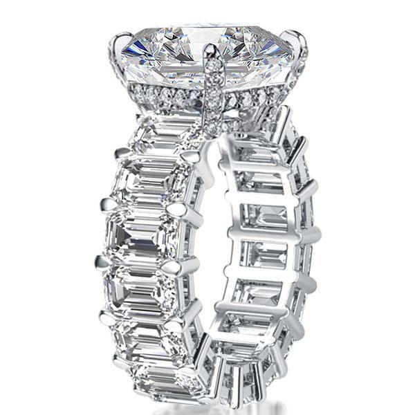 Emerald Eternity & Created White Sapphire Engagement Ring - 925 Sterling Silver
