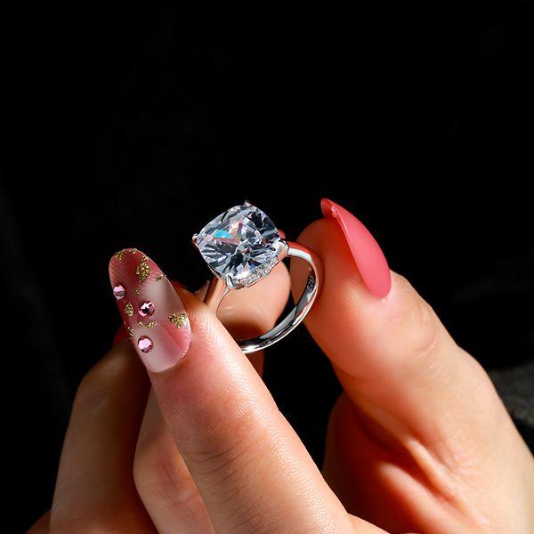 Cushion Cut Sterling Silver Engagement Ring - 5.62 CT Center Stone