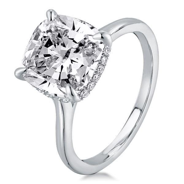 Cushion Cut Sterling Silver Engagement Ring - 5.62 CT Center Stone