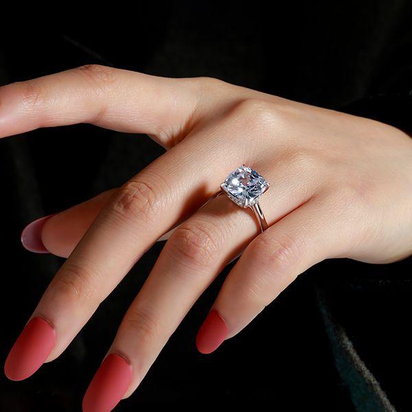 Cushion Cut Sterling Silver Engagement Ring - 5.62 CT Center Stone