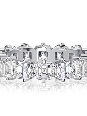 Asscher Cut Eternity Wedding Band for Women in 925 Sterling Silver