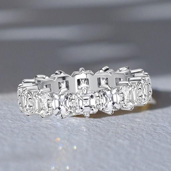 Asscher Cut Eternity Wedding Band for Women in 925 Sterling Silver