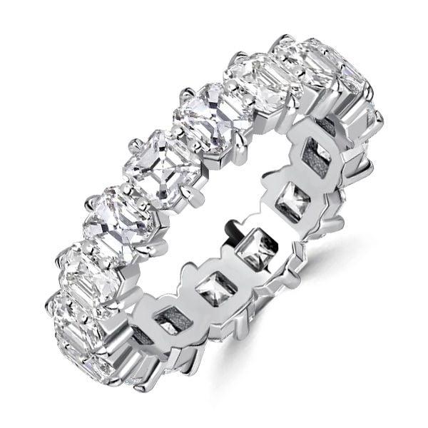 Asscher Cut Eternity Wedding Band for Women in 925 Sterling Silver