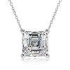 Asscher Cut Solitaire Pendant Necklace - 925 Sterling Silver - 2.0 CT. TW