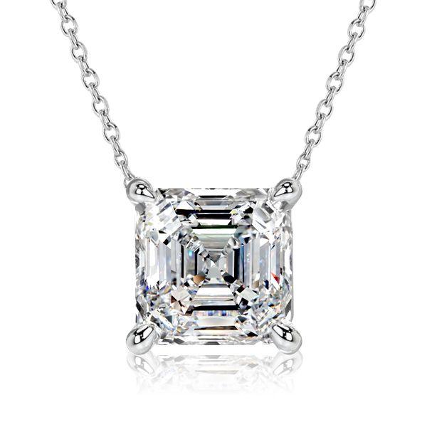 Asscher Cut Solitaire Pendant Necklace - 925 Sterling Silver - 2.0 CT. TW
