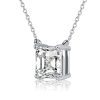 Asscher Cut Solitaire Pendant Necklace - 925 Sterling Silver - 2.0 CT. TW