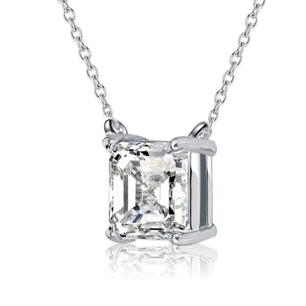 Asscher Cut Solitaire Pendant Necklace - 925 Sterling Silver - 2.0 CT. TW