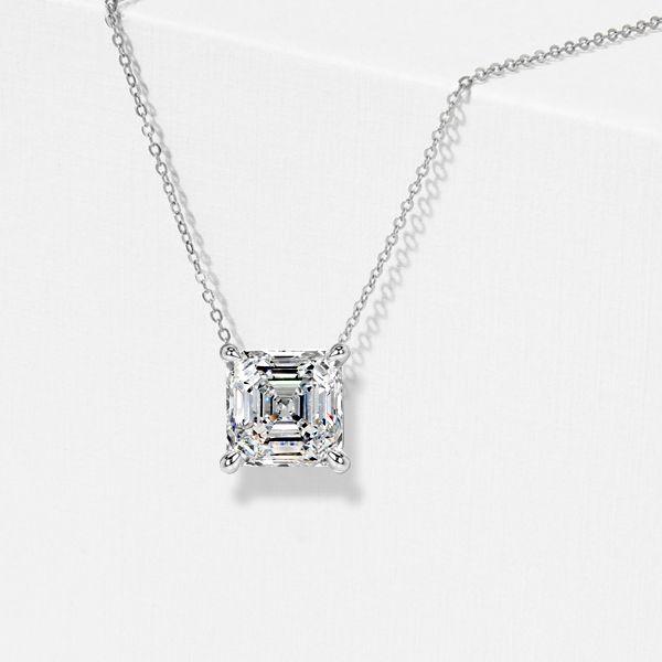 Asscher Cut Solitaire Pendant Necklace - 925 Sterling Silver - 2.0 CT. TW