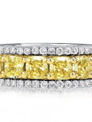 9.30 CT. TW. Multi Row Cushion Cut Wedding Band in Rhodium-Plated Sterling Silver
