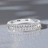 Triple Row Micro Pave Round Cut Diamond Band in 925 Sterling Silver