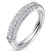 Triple Row Micro Pave Round Cut Diamond Band in 925 Sterling Silver