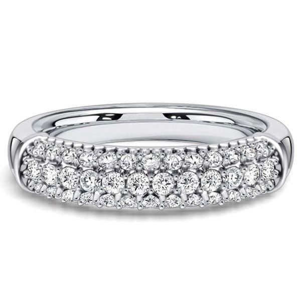Triple Row Micro Pave Round Cut Diamond Band in 925 Sterling Silver