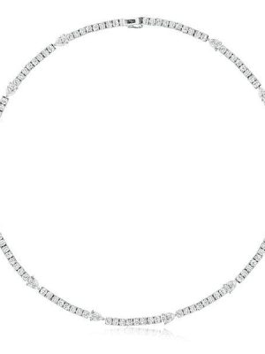 Pear & Round Cut Cubic Zirconia Tennis Necklace in Sterling Silver - 16.30 CT. TW