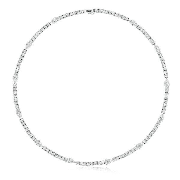 Pear & Round Cut Cubic Zirconia Tennis Necklace in Sterling Silver - 16.30 CT. TW