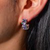 Baguette Cut Amethyst Hoop Earrings - 925 Sterling Silver