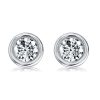 925 Sterling Silver Baguette Stud Earrings with Hidden Halo and Bezel Setting
