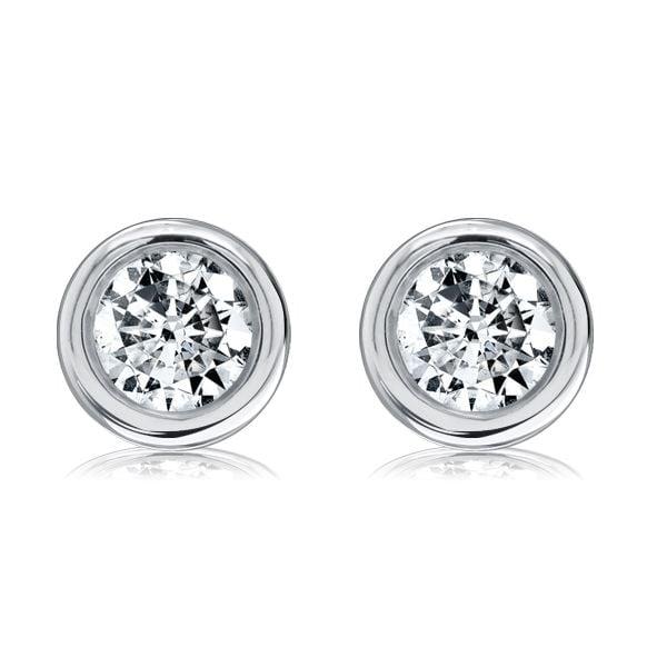 925 Sterling Silver Baguette Stud Earrings with Hidden Halo and Bezel Setting