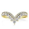 18K Gold Plated Sterling Silver V Shaped Wedding Band with 1.98 CT. TW. Stones