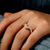 18K Gold Plated Sterling Silver V Shaped Wedding Band with 1.98 CT. TW. Stones