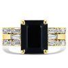Black Emerald Cut Wedding Ring Set for Women - 925 Sterling Silver