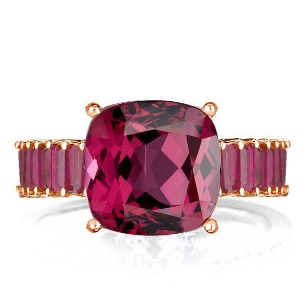 Cushion Cut Ruby Engagement Ring in 18K Rose Gold Plated Sterling Silver