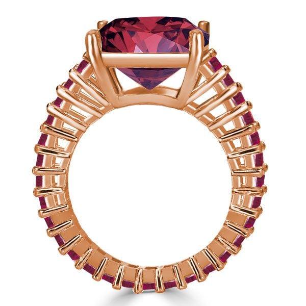 Cushion Cut Ruby Engagement Ring in 18K Rose Gold Plated Sterling Silver