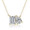 Emerald & Pear Cut Toi Et Moi Necklace & Earrings Set - 18K Gold Plated Sterling Silver