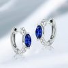 Blue Marquise Hoop Earrings for Women - 925 Sterling Silver