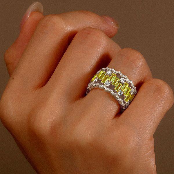 Peridot Baguette Eternity Band - 18K Rose Gold Plated Sterling Silver Wedding Ring