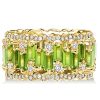 Peridot Baguette Eternity Band - 18K Rose Gold Plated Sterling Silver Wedding Ring