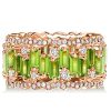 Peridot Baguette Eternity Band - 18K Rose Gold Plated Sterling Silver Wedding Ring