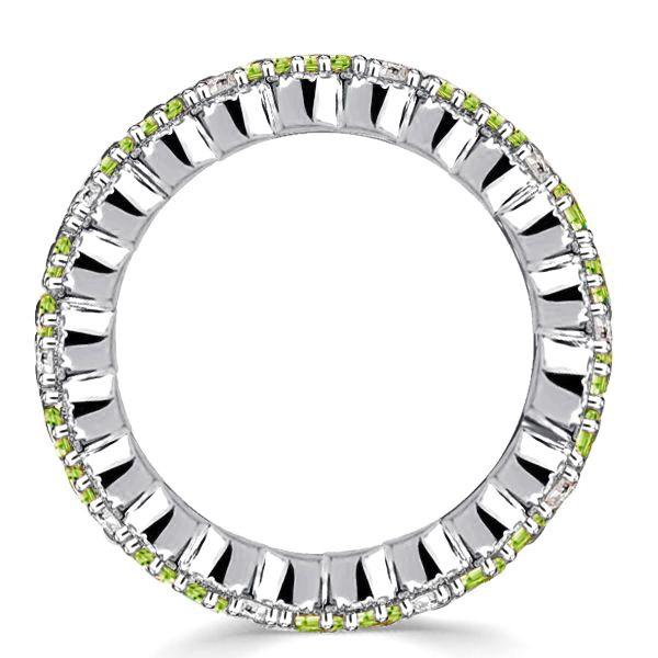 Peridot Baguette Eternity Band - 18K Rose Gold Plated Sterling Silver Wedding Ring