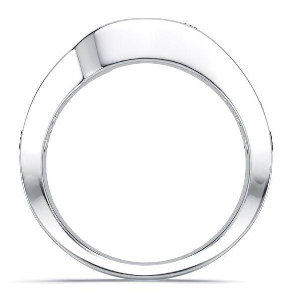 Two Row Channel Set Blue and White Sapphire Half Eternity Band Ring in Sterling Silver